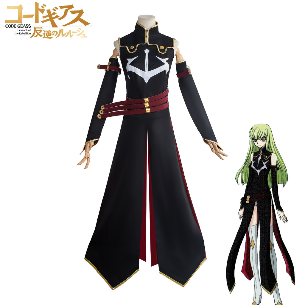 Anime Code Geass C.C. Cosplay Costume Black Dress CC Uniform Lelouch of The Rebellion Halloween