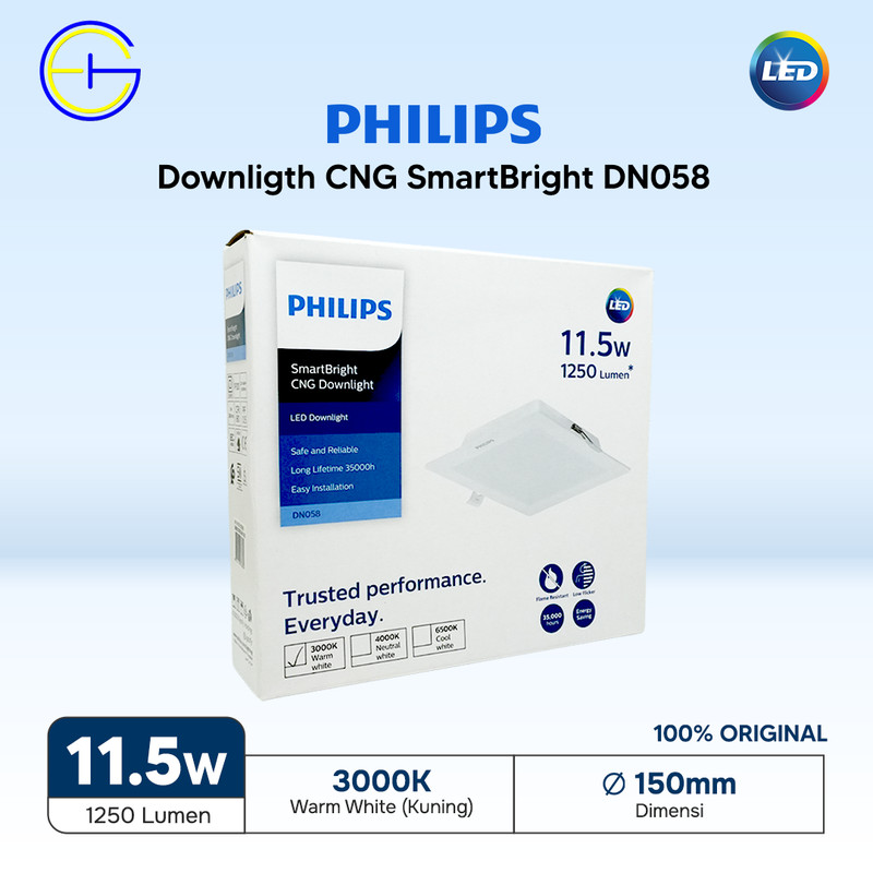 Lampu LED Philips Downlight CNG SmartBright DN058 11.5W Kotak Inbow
