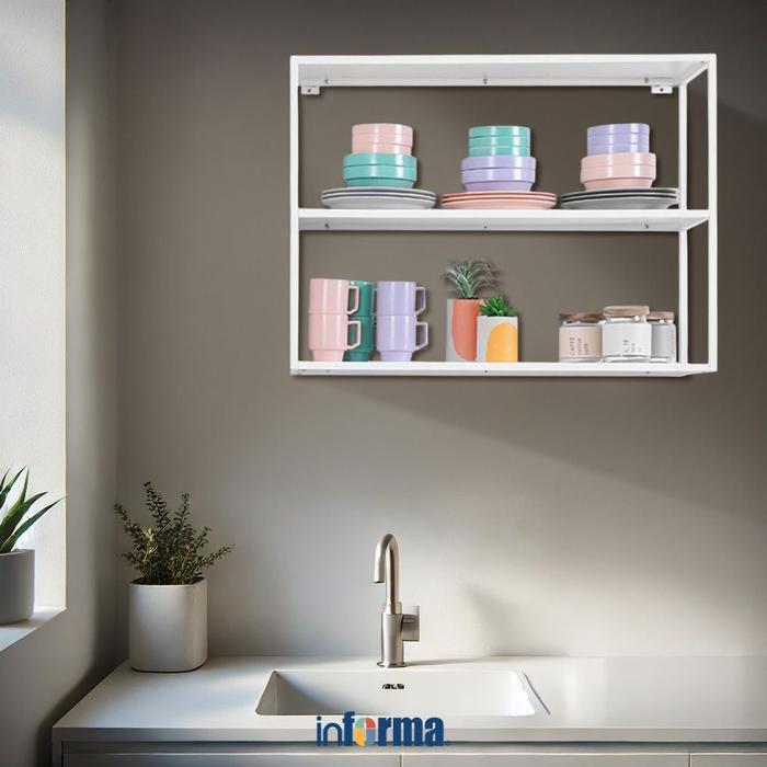 Informa Loris Kabinet Dinding Dapur Metal - Putih Lemari Gantung Kabinet Tempel Rak Dinding Storage