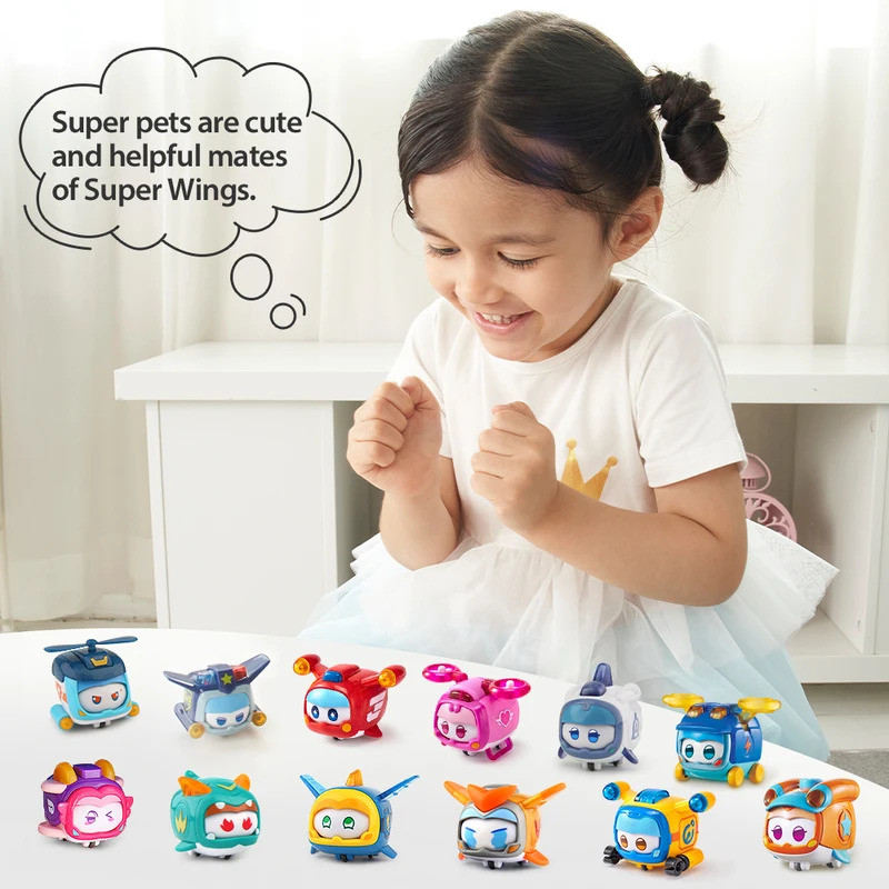 Super Wings Super Pet-Tino Pet Dinosaur With Sparkling Light Slide Face to Change Emotion Kid