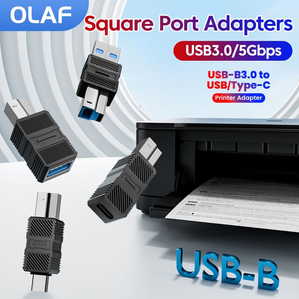 USB 3.0 Printer Adapter USB B 3.0 Male to USB A/Type C Female Printing Adapter For Printer Scanner