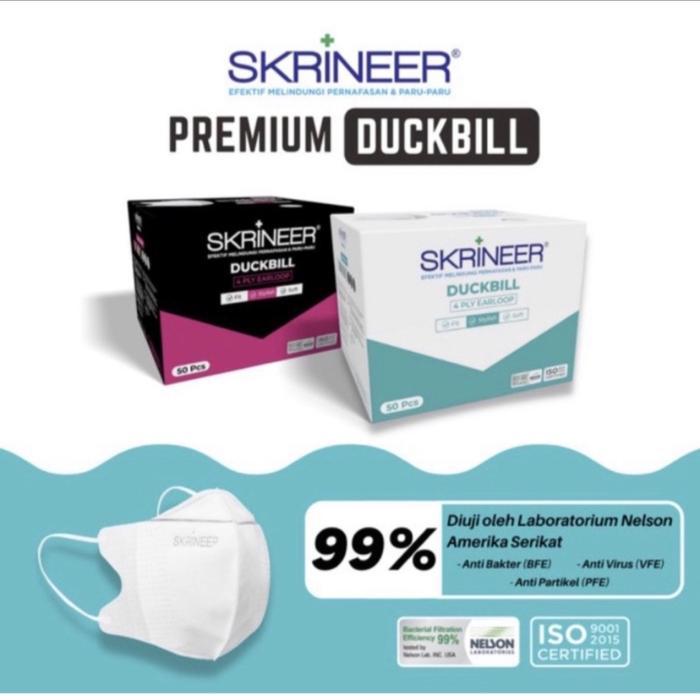 Masker Skrineer Duckbill 4ply isi 50 pcs - Putih