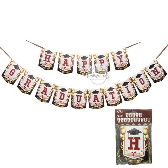 Banner Happy Graduation / Bunting Flag Wisuda Motif Toga