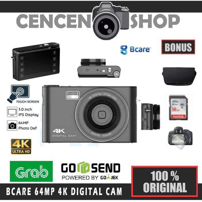 FREE++ Bcare Mirrorless Digital Camera 64MP 4K - Kamera Poket 3.0" IPS Touch Screen Digi Cam Pocket