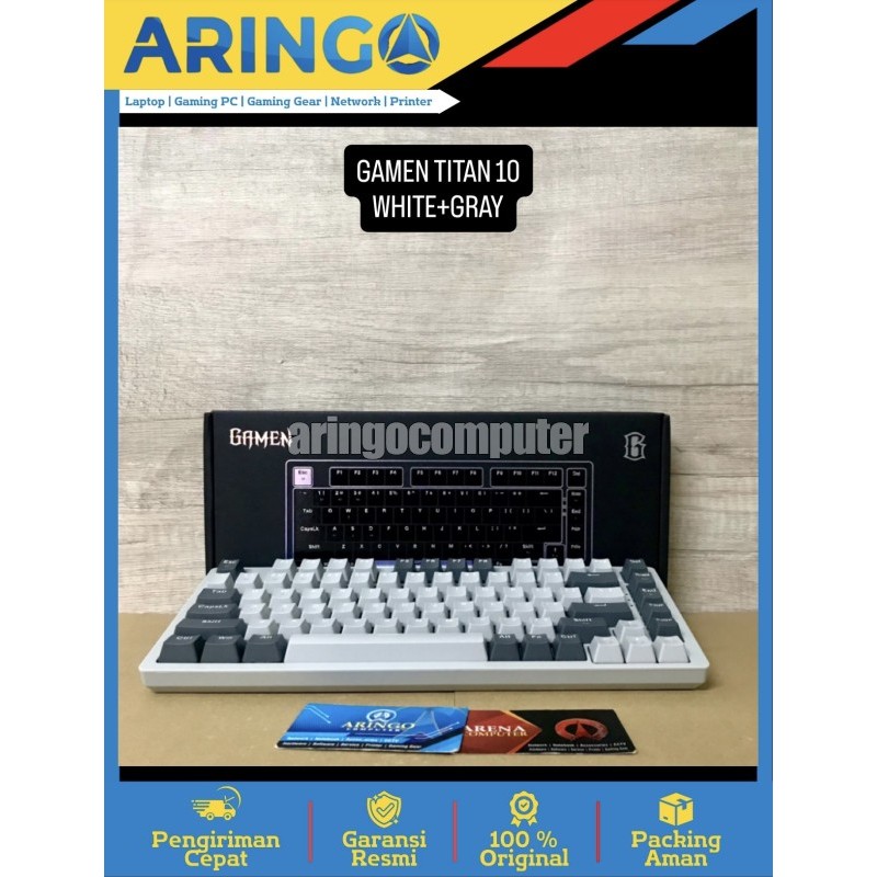 GAMEN Titan 10 Mechanical Keyboard Gaming RGB 82 Tombol TKL Silver Switch Speed Linear Hot-Swappable Black