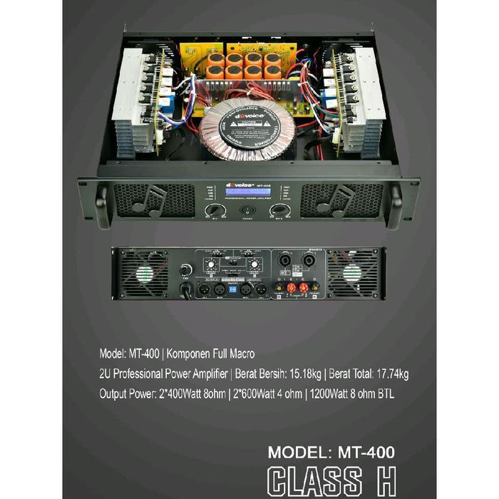 Professional Power Amplifier DBVOICE MT 400 / MT400 / MT-400 CLASS H