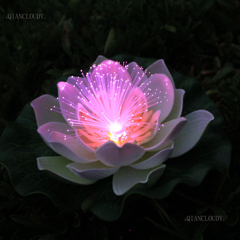 1/5/12 Pieces Artificial waterproof Led Optic fibre Floating white Lotus flower color Lily wedding N