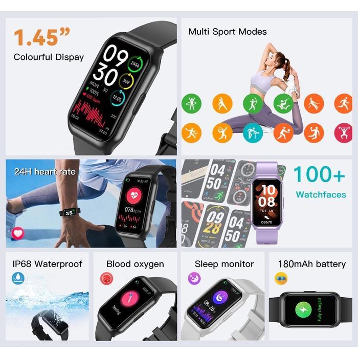 Promo Smart Band Fit4 Bluetooth Dukungan Whatsapp Bluetooth Pria Pemantauan KesehatanJam Tangan