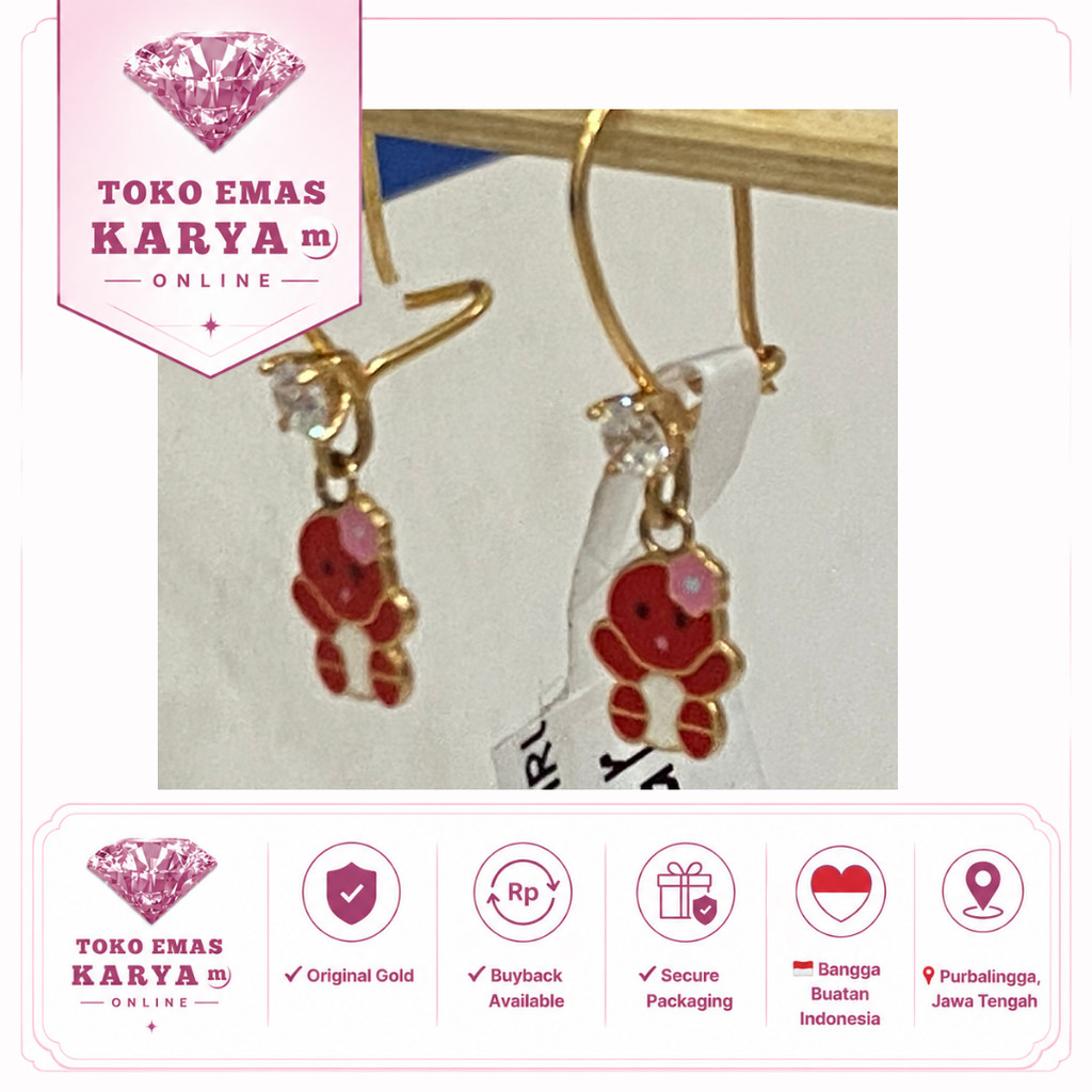 Anting Gondel Emas Asli 8k 375 Anak Perempuan Premium Tahan Karat Toko Mas Karya Lucu Model Tokoh Ka
