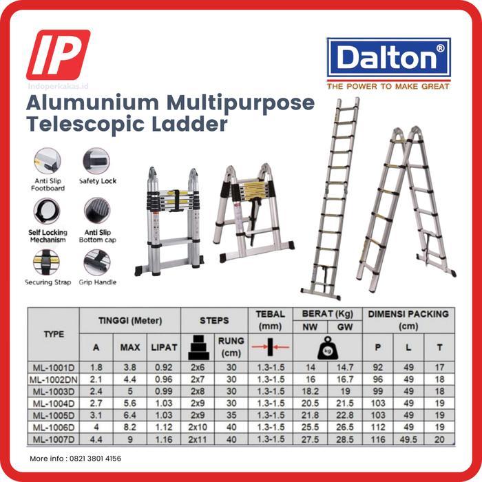 Dalton Alumunium Multipurpose Telescopic Ladder (Tangga Telescopic) - 1001D