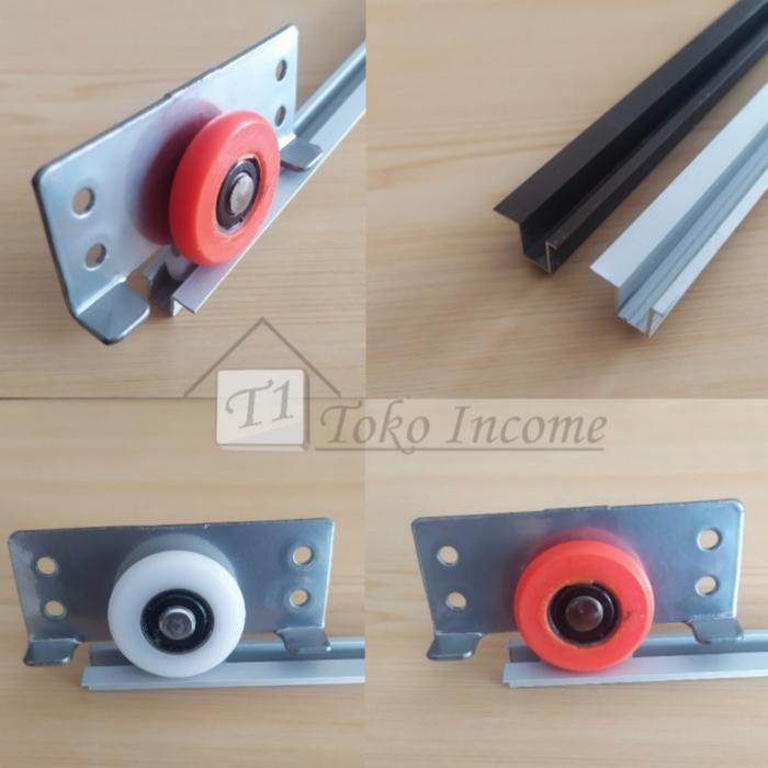 T1 TOKO INCOME PAKET PER PINTU LEMARI SLIDING GESER RODA 385 X 2 PLUS REL 1,5 M X 2 BATANG C-058