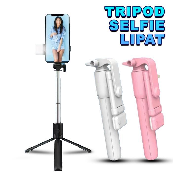 Tripod Tongsis Bluetooth Stick Tongsis Control Remote Bluetooth Tripod HP Dengan Lampu LED GX-1