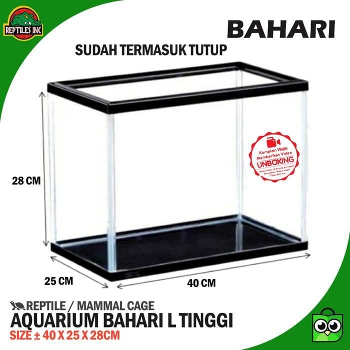 READY Bahari Akuarium / Aquarium Kandang Hen Reptil Ikan Dengan Tutup