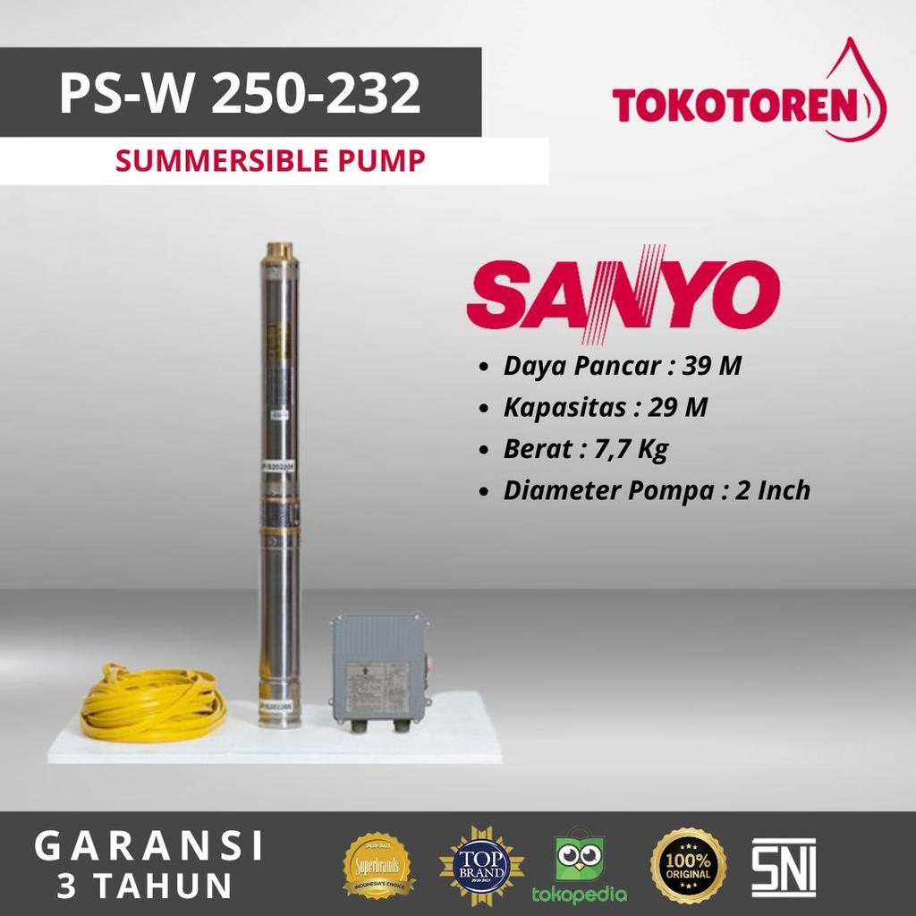 Pompa Air SANYO PS-W250-232 Original Pompa Celup Submersible 250 Watt