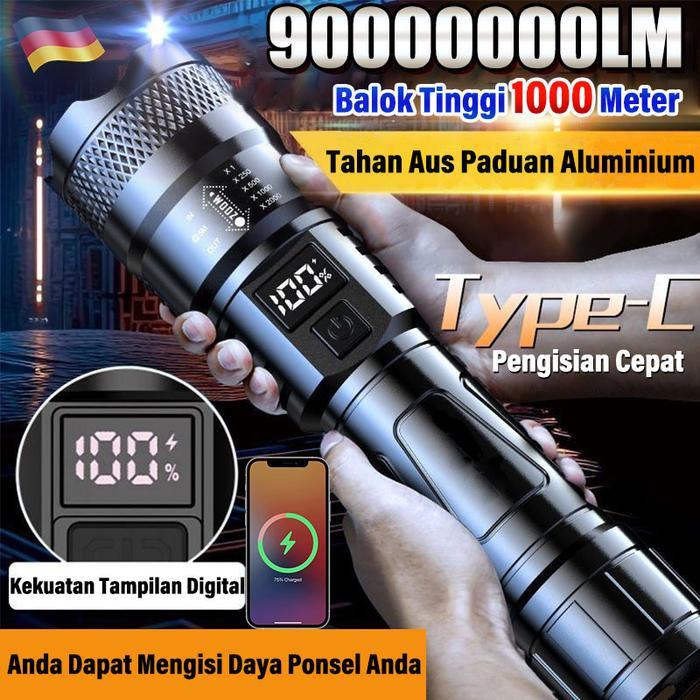 new Senter paling terang dan tahan lama, senter isi ulang super terang, senter lampu depan super