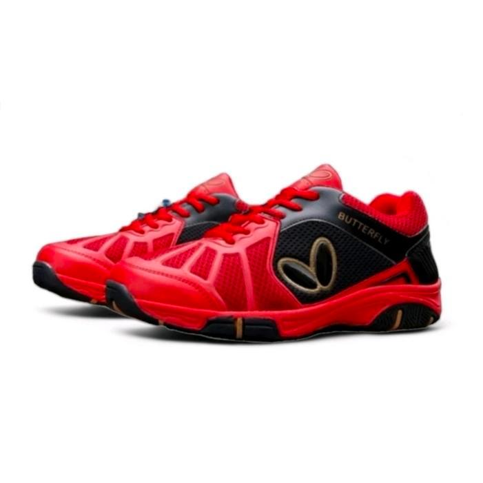Sepatu Tenis Pria Butterfly Black Red Vietnam /Sepatu Tenis Meja Butterfly Best Seller / Sepatu