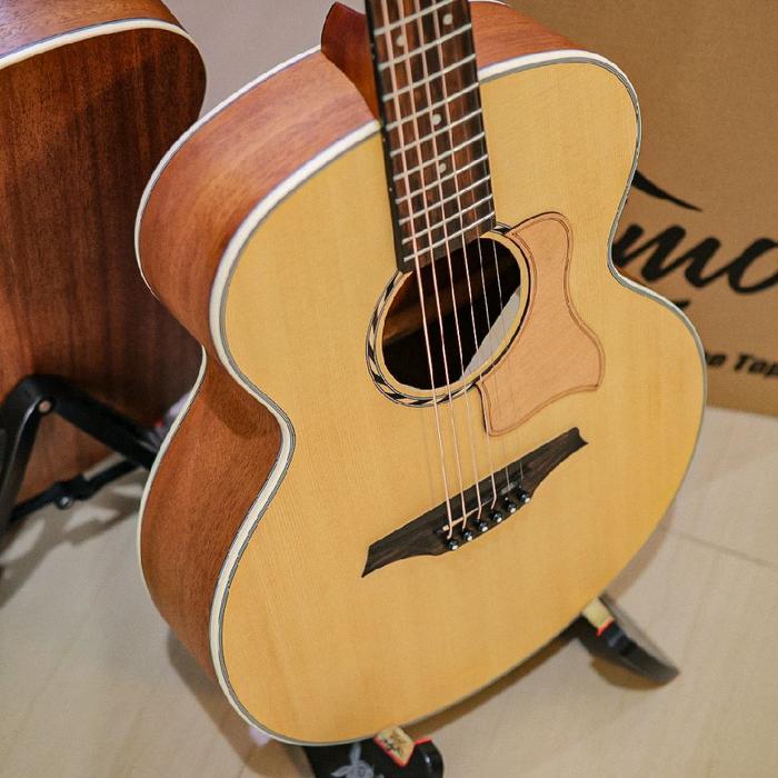 Gitar Bromo BAA8S Transkustik Junior 3/4 kayu setara solid Custom laser dan paking kayu - Akustik sa