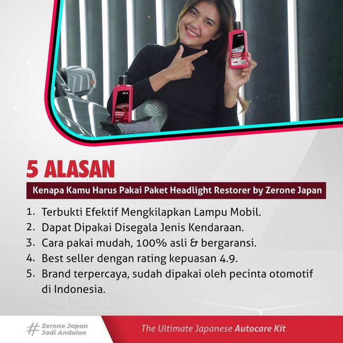 Official Zerone Japan Headlight Restorer Pengkilap Mika Lampu Kendaraan 255Ml Kit Autocare