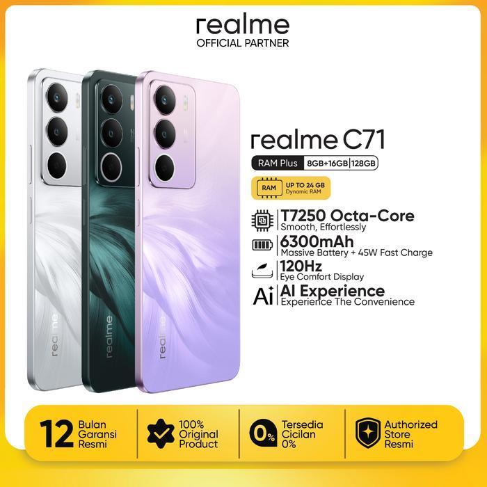 Realme C71 4G [4GB 128GB] [6GB 128GB] [8GB 128GB] Garansi Resmi - 4/128GB, Forest