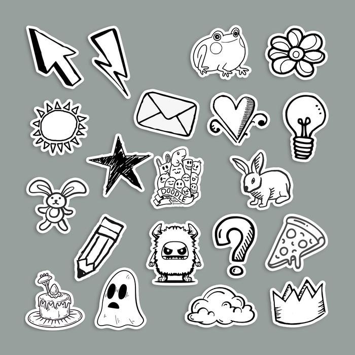 TERLARIS STICKER PACK MONOCHROME DOODLE ART PREMIUM STICKERS STIKER WATERPROOF LAPTOP KOPER STICKER