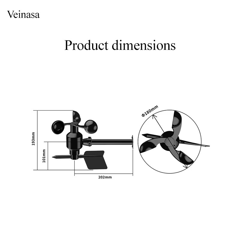 XSWSDS02 Integrated Wind Speed and Wind Diretion Sensor Aluum alloy Anemometer Wind speed measuring