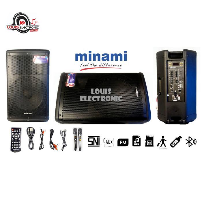 Speaker Portable MINAMI PARTYBOX PB390 PREMIUM 2 Mic UHF PREMIUM ORI