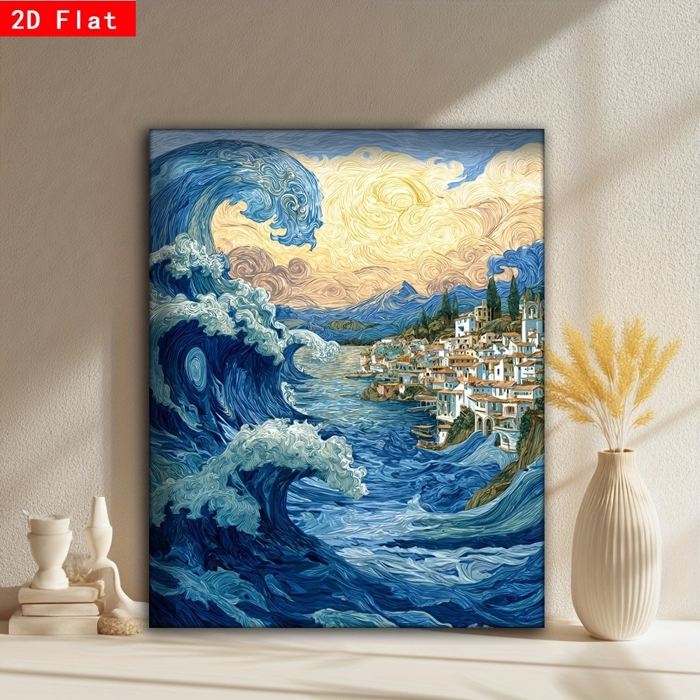 500100012002000PCS Puzzles for Adults Van Gogh Starry Night Wave Scene, Puzzles Brain Challenge Game