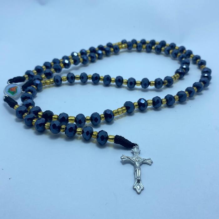 Kalung Rosario 77 Bapa Kami Kristal Ceko Hitam Shimmer Premium