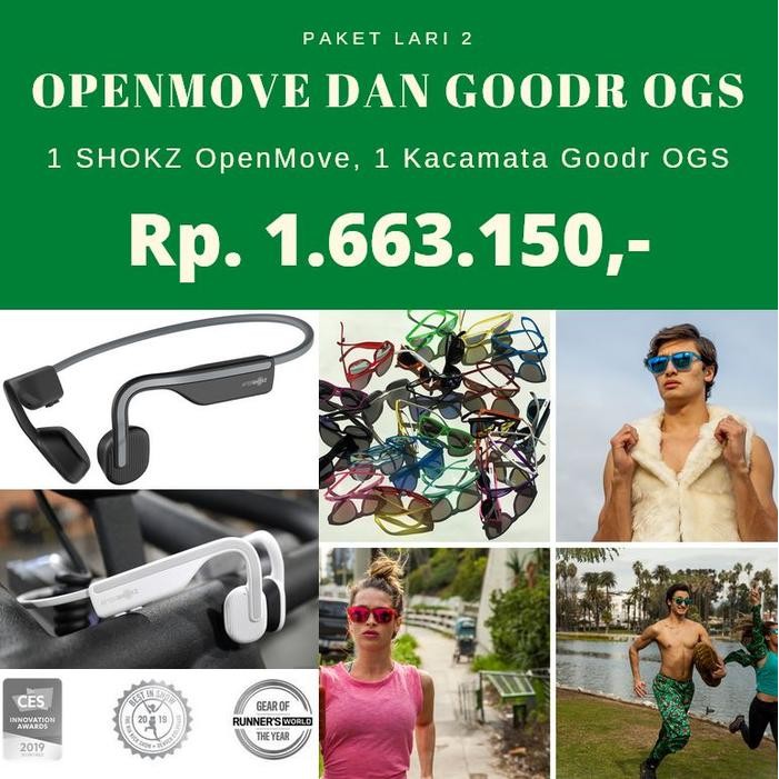 Paket Lari 2 - 1 Aftershokz Openmove Bluetooth - 1 Goodr Ogs Series