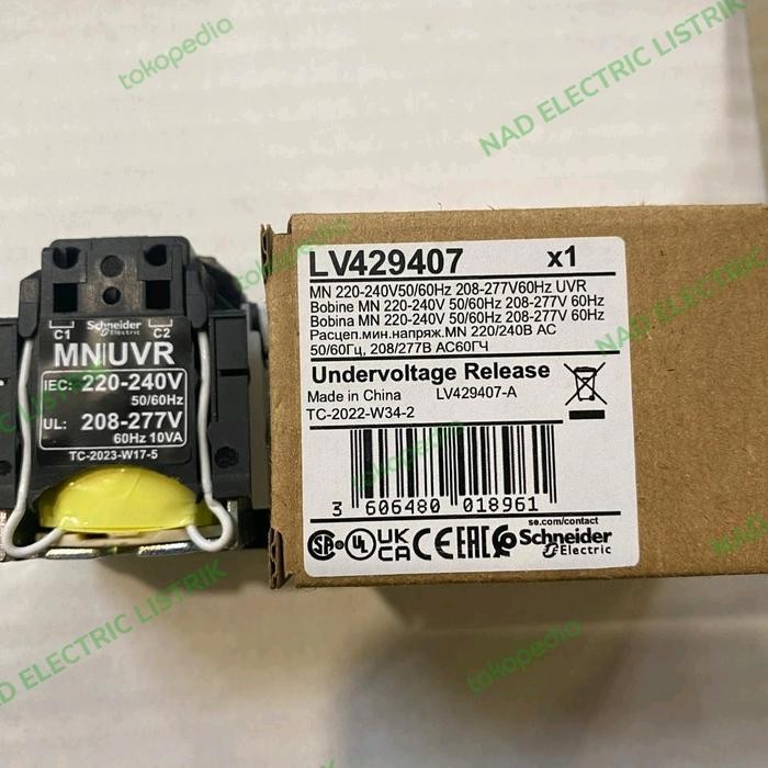 Uvt/Uvt Mn 100-630A 220Volt Schneider Original Lv429407