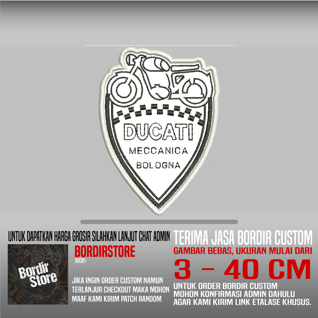 DUCATI MECCANICA BOLOGNA SHIELD MOTORCYCLE BS-34 PATCH BORDIR LOGO/EMBLEM