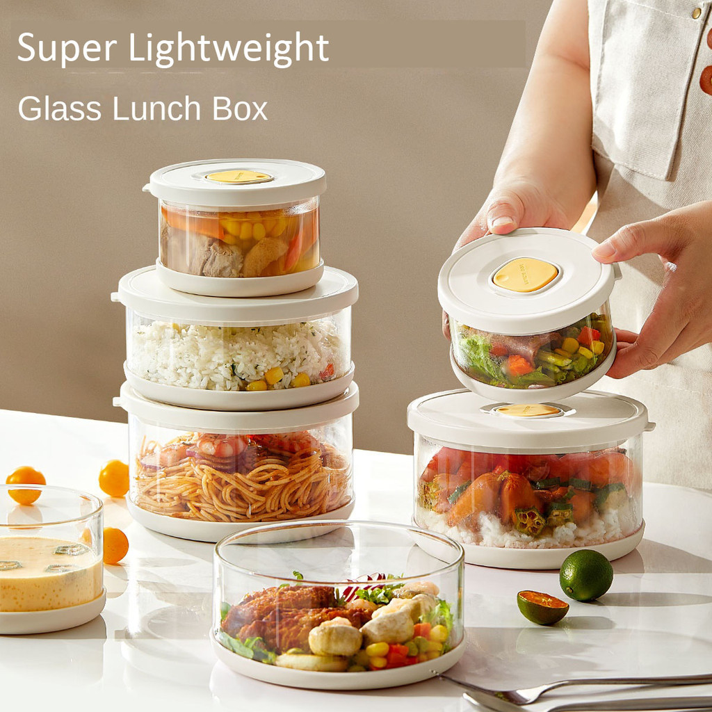 Glass Tupperware Set Airtight Containers Heat Resistant Lunch Box Food Storage For Frozen Rice Salad