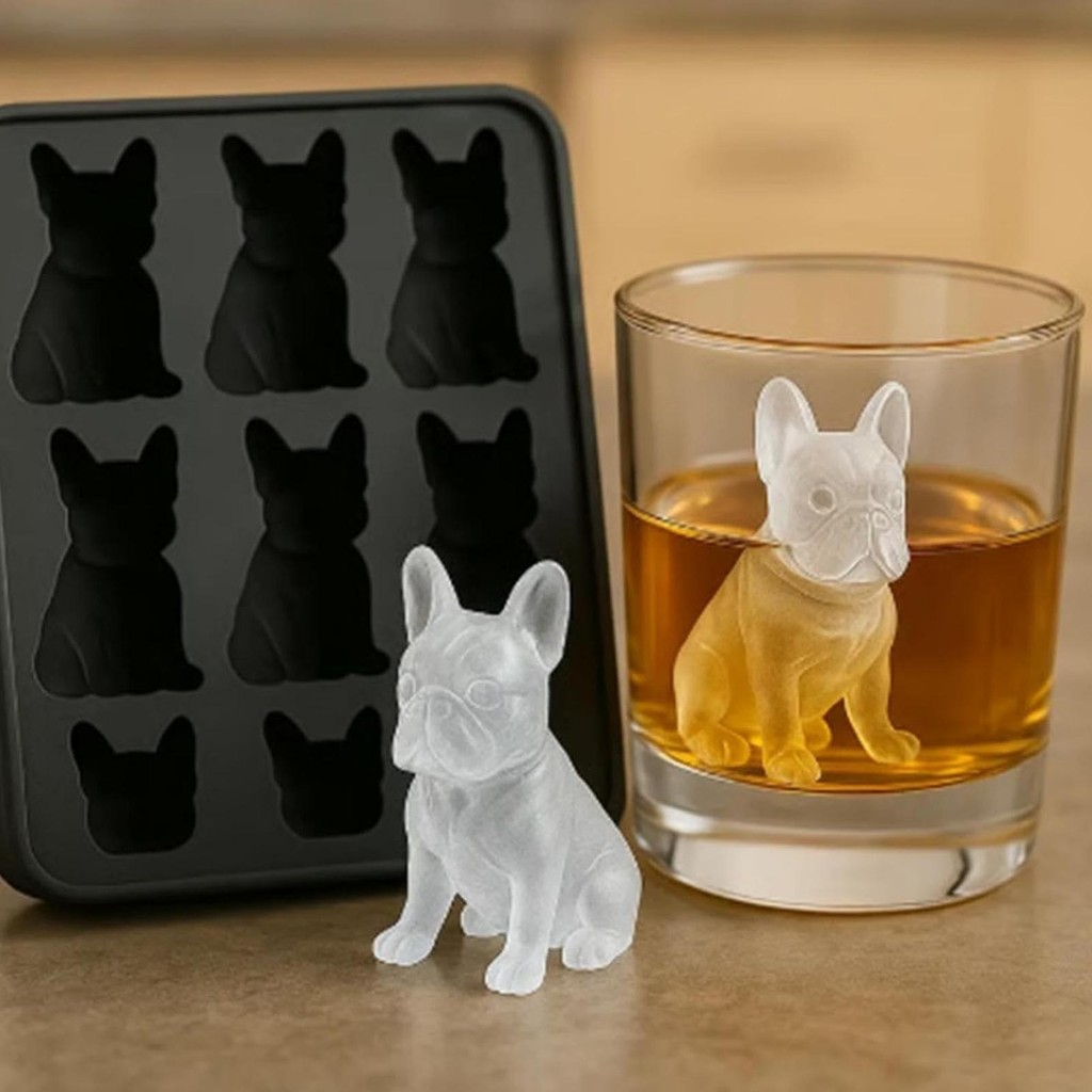 3D French Bulldog Silicone Molds Novelty Cocktail Whiskey Ice Mold Tray Non-stick Chocolate Making