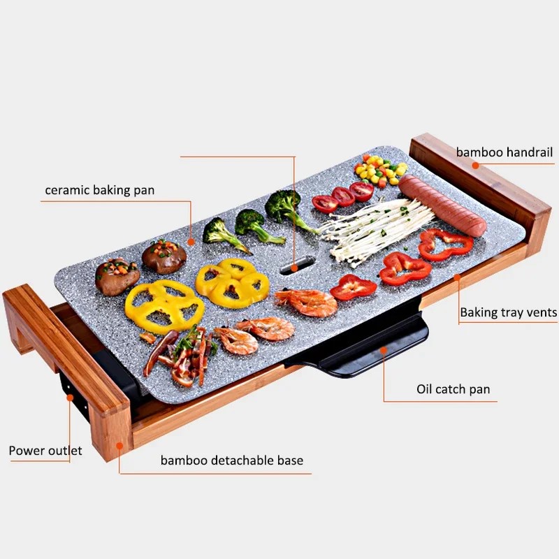 2100W Baking Plate Barbecue Plate Electric Grill Ceramic Electric Oven Household Barbecue Pot