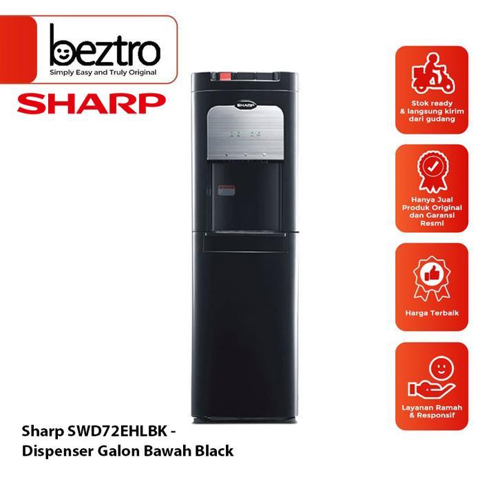Sharp Dispenser Galon Bawah Black Silver SWD66EHLBS - GARANSI RESMI DISTRIBUTOR Air Kran