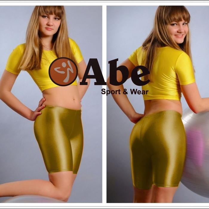 Legging Yoga Lycra Mengkilat Pendek / Celana Pendek Yoga Lycra Velvet Glosy Sport