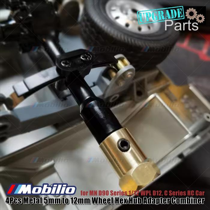 Upgrade Part 4Pcs Metal 5Mm To 12Mm Wheel Hex Hub Adapter Combiner For Mn D90 Series 1/12 Wpl D12, C