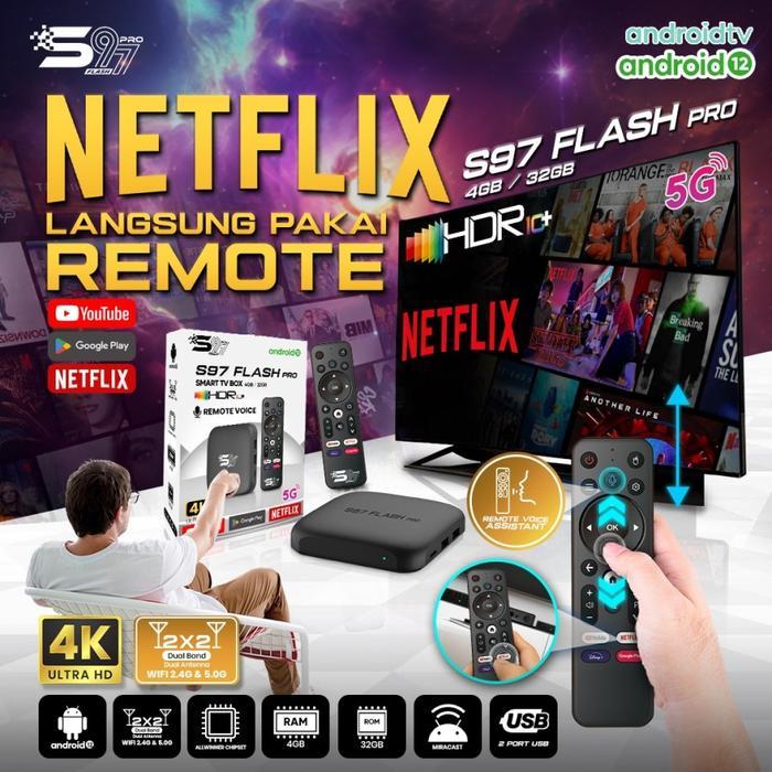 Android TV Box Smart 4K Android 12 Remote Voice Bluetooth 4GB+32GB 2.4G/5G Miracast Screenmirroring