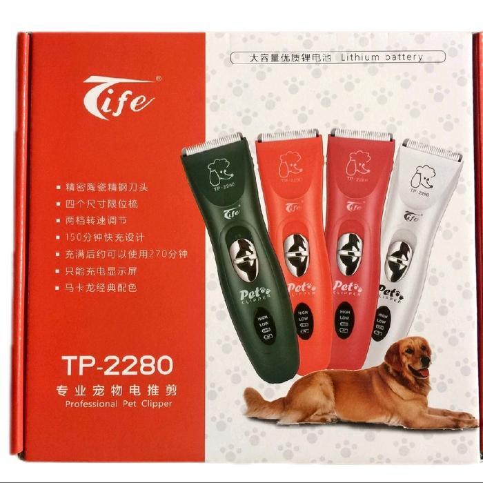 Tife Tp-2280 Alat Cukur Bulu Anjing Profesional Tanpa Kabel Rendah Getaran 4 Langkah Pemotongan