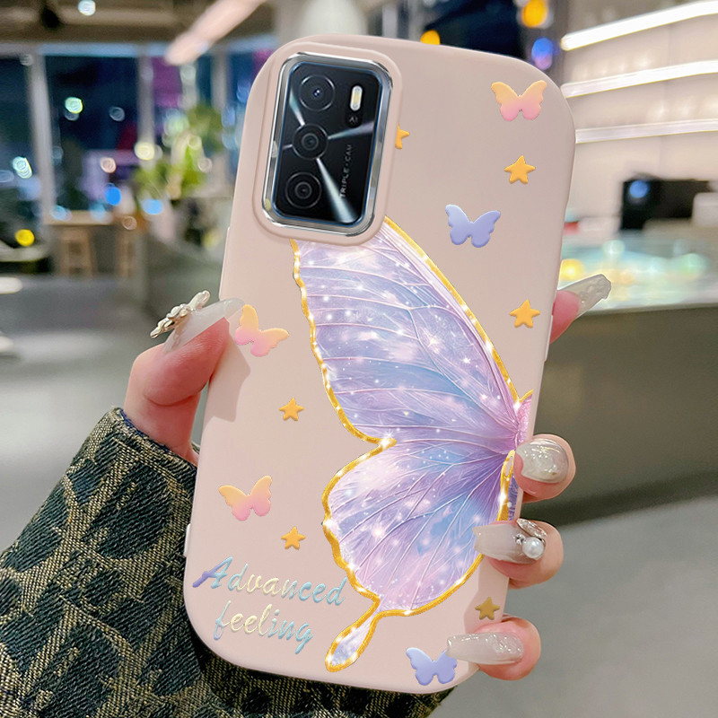 Casing Hp Untuk OPPO A16 A16s A54s Case Kupu-kupu warna gradasi Kesing Jelly Cesing bulat gemuk Kasi