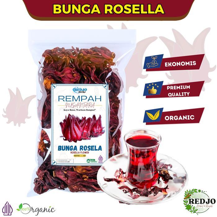 BUNGA ROSELA KERING 100GRAM - ROSELA MERAH - BUNGA ROSELLA KERING REMPAH HERBAL ORGANIK 100GRAM