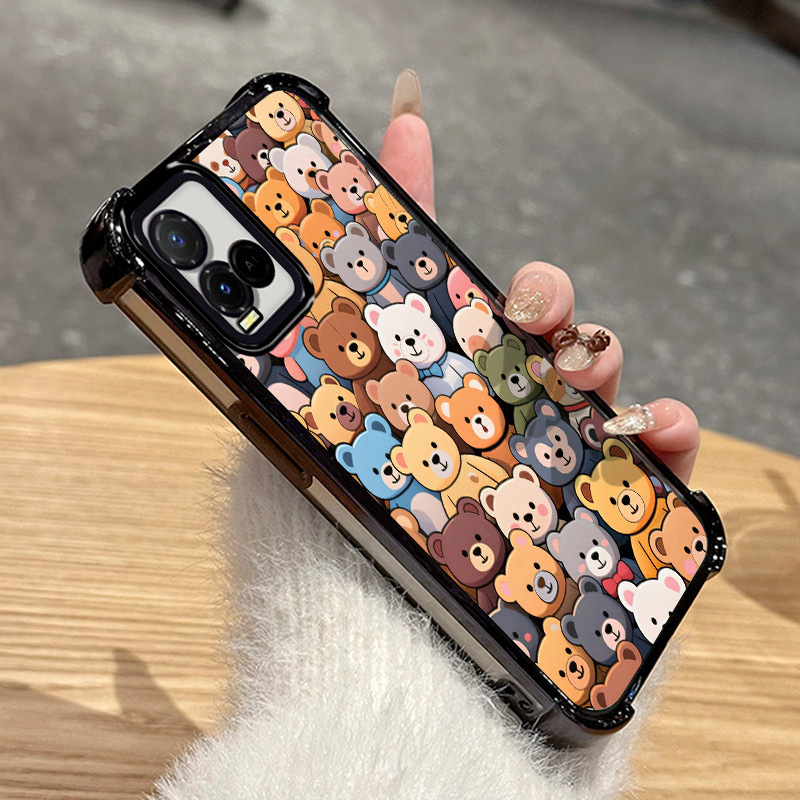 Casing Hp Untuk VIVO Y21 Y21s Y21T Y21E Y21A Y21G Y33T Y33s Case Little Bear Plush Family Kasing jag
