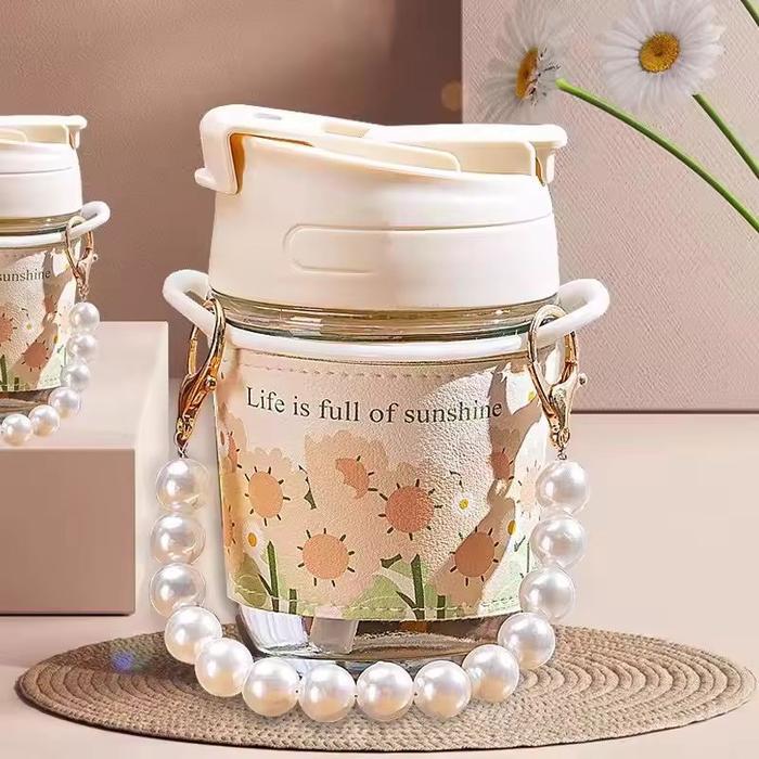 [COD] Tumbler Mutiara/ Gelas Kopi/ Gelas Aesthetic Dengan Handle Mutiara