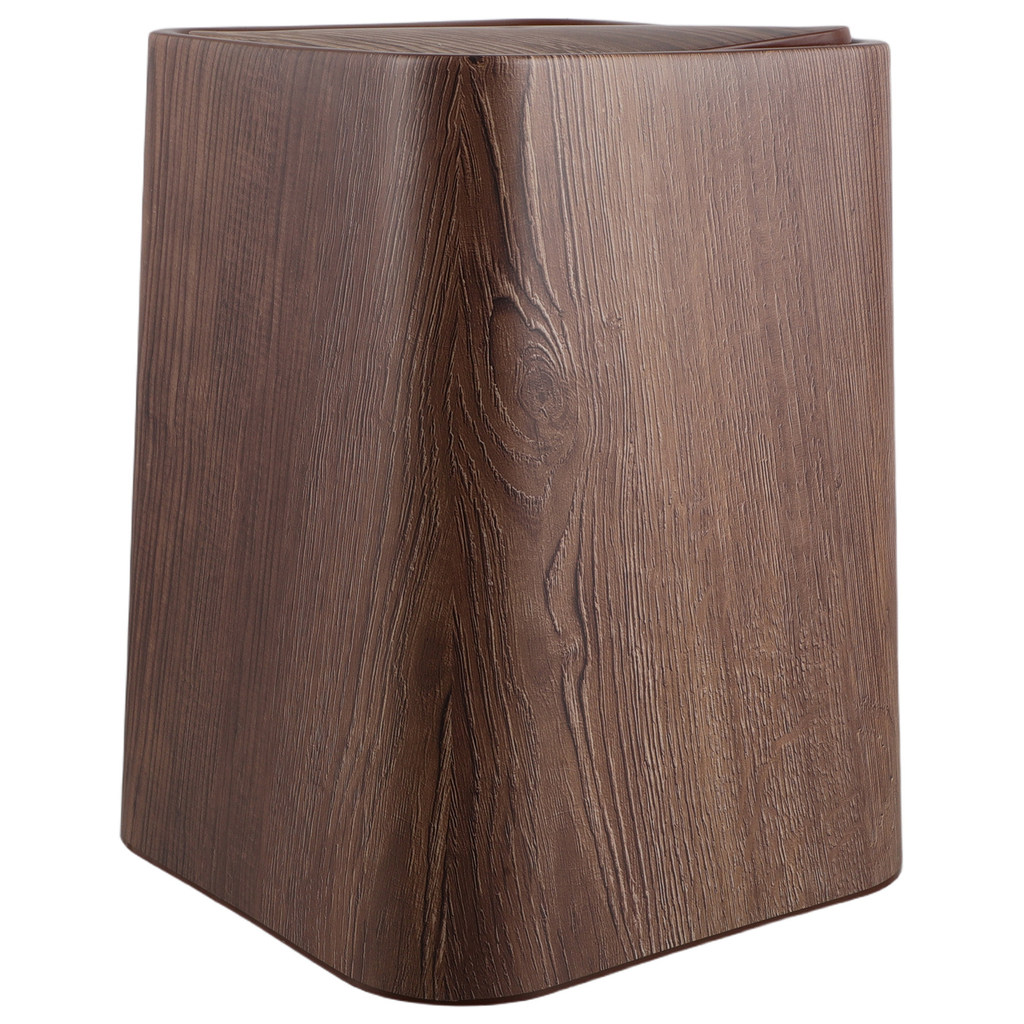 Lid Garbage Can Imitation Wood Grain Retro Trash Bin Aesthetic Waste Basket Living Room Bedroom