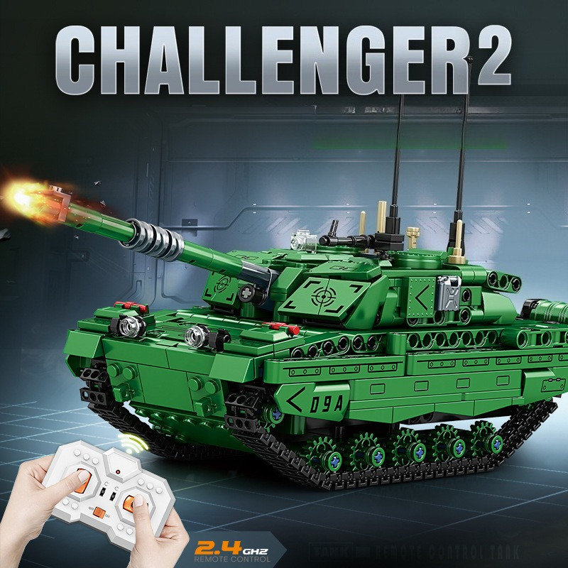 MOC War Remote-Controlled Tank Model Building Blocks Military Series Assembly Crawler Vehicle DIY