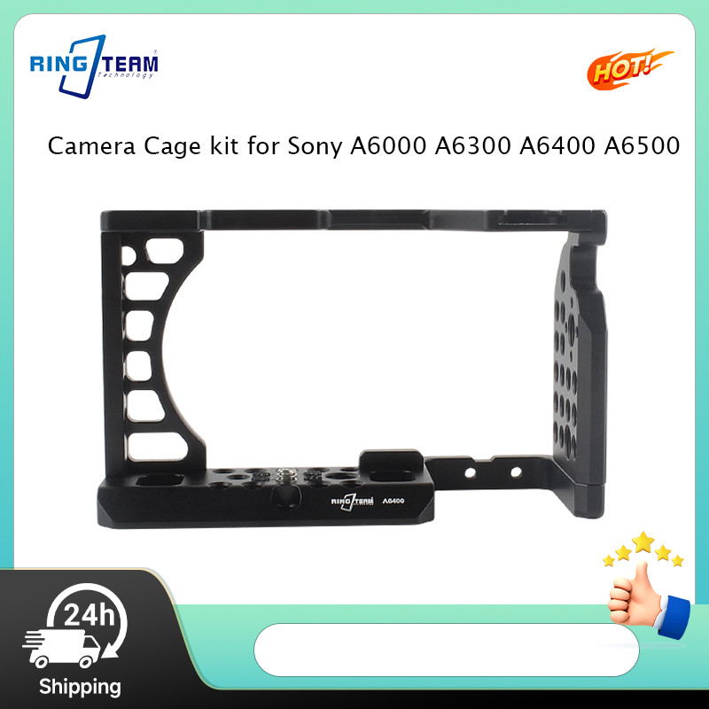 Camera Cage for Sony A6000 A6300 A6400 A6500 Rich Expansion Ports for Mic Light Tripod Gimbal Multip