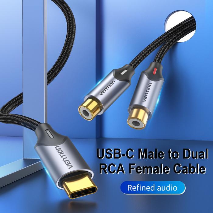 Vention Kabel Usb Type C To 2 Rca Female Audio Stereo - Neo Soundcore