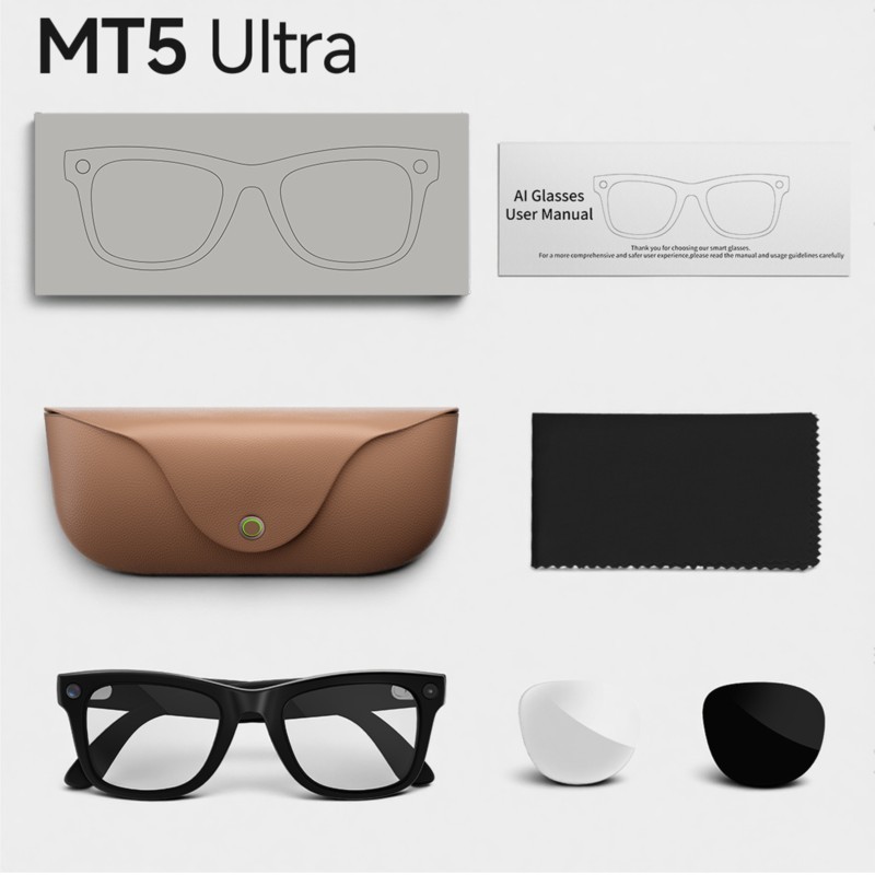 Smart AI Glasses MT5 Ultra 8MP HD Camera Video Recording Voice Call With Charging Case Intelligent
