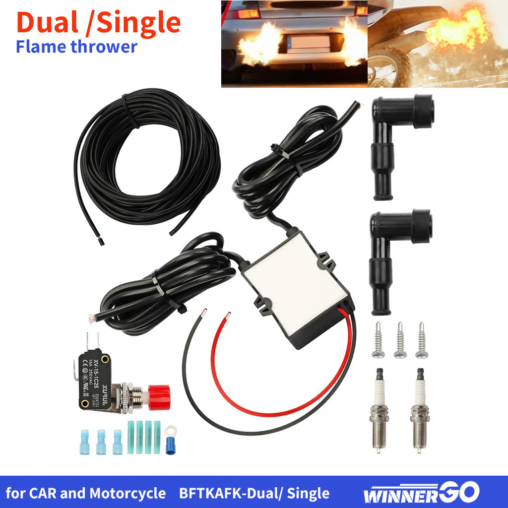 Dual Single Flame Thrower for Car and Motorcycle Racing Flamethrower Kit 12V Exhaust Flame Kit Car