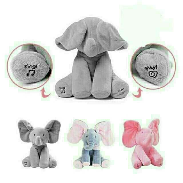 Miniso Toys - Boneka Gajah Peek A Boo, Bisa Menari & Bernyanyi